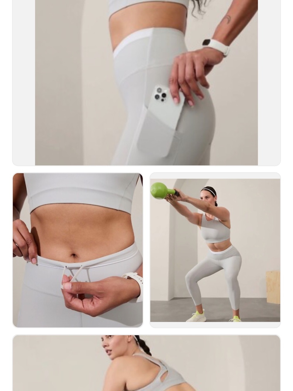 ATHLETA Interval StashHigh Rise Tipped 7/8 Legging SzMedium Color Quartz/White